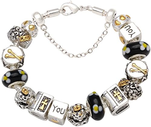 (7.8inch/20cm) Fashion Style Purple Glass Beads Charm Beaded Complete Silver-Tone Bracelets
