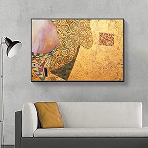 Floating Framed for Living Room Bedroom Golden Abstract...