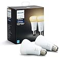 Philips Hue White Ambiance A19 2-Pack 60W Equivalent Dimmable LED Smart Bulbs (Hue Hub Required, Works with Alexa, Apple Homekit & more), Old Version, 2 Bulbs (453092)