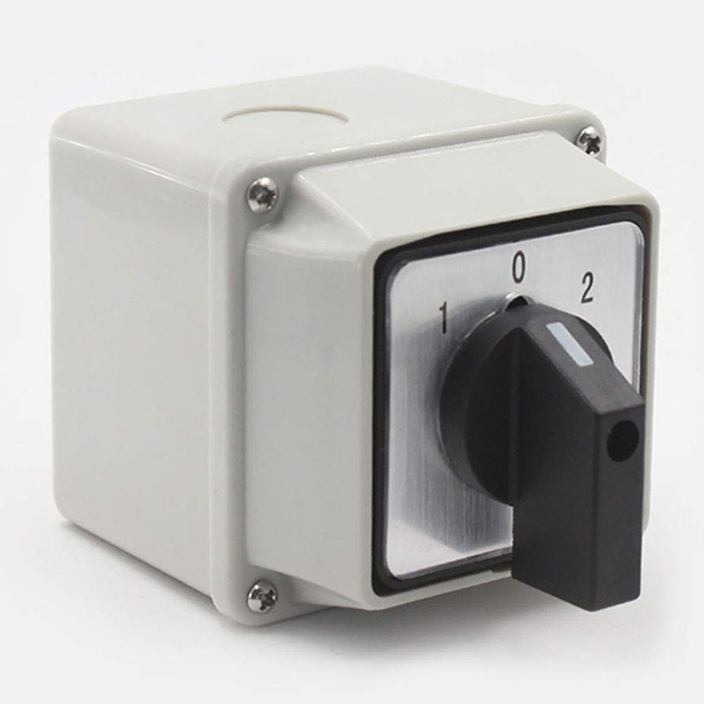 Universal Changeover Switch Rotary Cam Selector with Waterproof Robust Exterior Enclosure Inverter Switch 3 Position 2 Phase 8 Screw Terminals 220V/25A