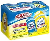 Lysol Disinfecting Wipes, 480 Wipes 6 Packs of 80 Wipes, (Lemon & Spring Waterfall)