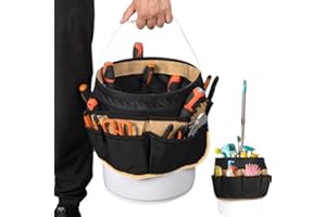 MTSBDM Bucket Tool Organizer Fits 3.5–5 Gallon dia.30cm Buckets, 24 Pockets – Heavy Duty Tool Caddy for Gardeners, Carpenters