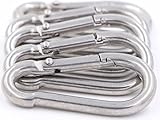 Spring Snap Carabiner Hook - 304 Stainless Steel Quick Link Keychain Clips 5 Small Loaded D-Ring Carabiners Keyring Hooks for Boat Marine, Camping, Traveling, Hiking, Fishing & Dog Leash (M5, 5PCS)