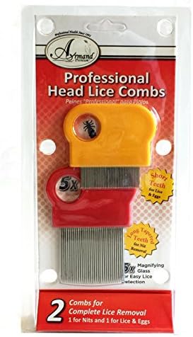 #1 Lice Comb with 5x magnifying glass for Easy Lice Detection Dual Comb -- Professional Stainless Steel Louse and Nit Comb for Head Lice Treatment, Removes Nits