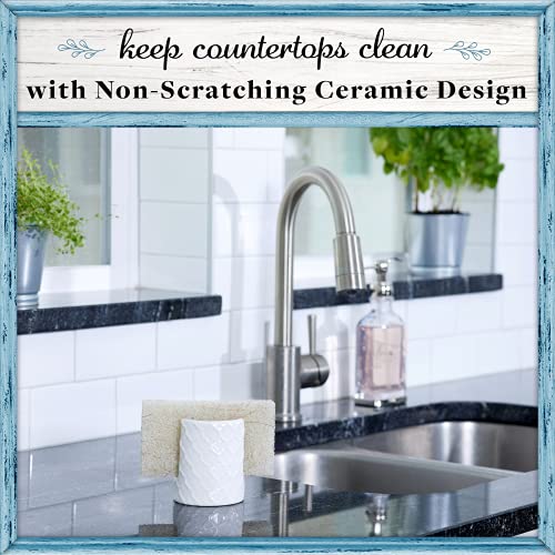 Home Acre Designs Sponge Holder for Kitchen Sink, Enbossed Ceramic