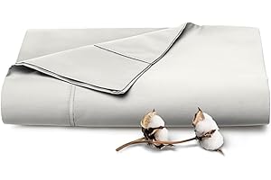 Pizuna Pure 100% Cotton Flat Sheets Only Queen Off White (1 PC), Luxurious 400 Thread Count Long Staple Cotton Sateen with 4inch Hem (Combed Queen Flat Sheet Only Cotton)