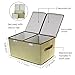Foldable Storage Boxes, Cshidworld Large Linen Fabric Dual Clothing Storage Cubes Bin Baskets Box Containers Drawers with Lid and Handles -Beige
