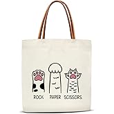 GOODBANER Cat Paw Canvas Tote Bag for Women, Aesthetics Tote Bag, Cat Lover Mom Gifts for Women Pet Owner Reusable Christmas Gifts -08