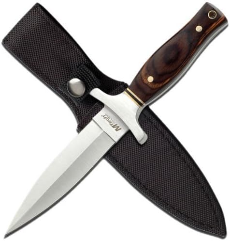 Outdoor 9 Inch Titanium Double Edge Satin Fixed Blade Knife with Sharpener Combo