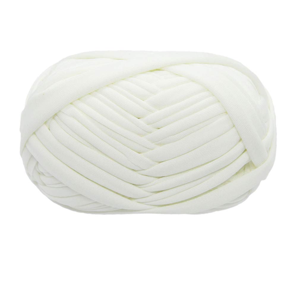T-Shirt Yarn Knitting Fabric Crochet Fabric for Summer Hand DIY Bag Cover Pillow Crochet Projects 100g (#02 White)