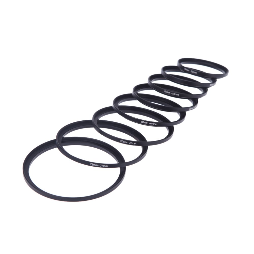 Andoer™ 8pcs Filter Step Up Rings Adapter 49-52-55-58-62-67-72-77-82mm 49mm-82mm for Camera Photography