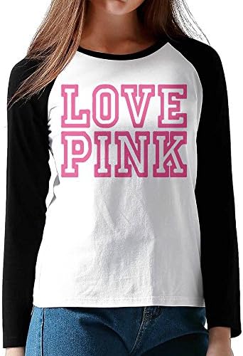 LOVEGIFTTO LADY Womens V's Secret Love Pink O-Neck Long Sleeve Raglan Tee Shirt X-Large