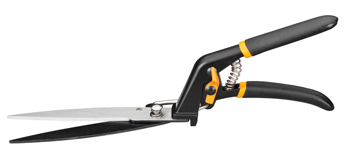 Fiskars Solid Grass Shears GS21, Soft-Touch Handle, Length 31cm, Steel Blade/Plastic Handle, Black/Orange, 1026826