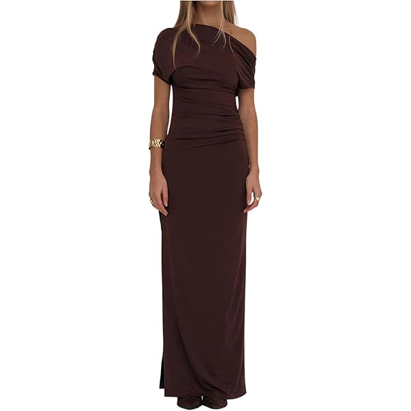 Amazon.com: Pleated Midi Dresses for Women Elegant Crew Neck Short Sleeve  Party Long Dress As Show S : Clothing, Shoes & Jewelry