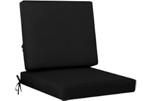 idee-home Outdoor Cushions for Patio Furniture, Outdoor Seat Cushion, Waterproof Couch Hampton Bay Deep Seat Replacement Chair Cushions for Garden Lawn Backyard Deck, 24 x 24 Black