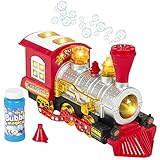 Locomotive Steam Train Engine Car Bubble Blowing Bump & Go Battery Operated Toy Train w/ Lights & Sounds