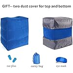 HAOBAIMEI Inflatable Travel/Airplane Pillow for Leg/Foot Rest, Air Cushion for kids to Lay Down or Sleep on Long Flights,Footrest Suitable for planes, Cars, Buses, Trains, Office, Home, Camping (Blue)