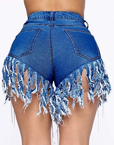 denim shorts with rhinestone fringe