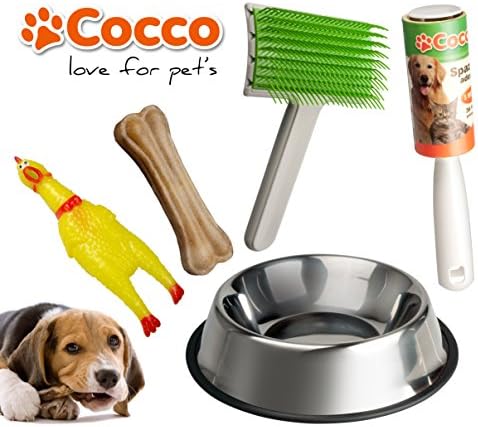 Set of accessories for dogs. Carder, sticky brush to remove hairs from sofas and carpets.