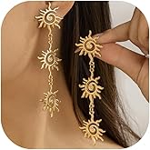 Sun Earrings Sunshine Earrings for Women Gold Sun Dorp Dangle Earrings Bohemian Sunburst Earrings 18K Gold Plated Dangle Stud Earrings Jewelry Gifts