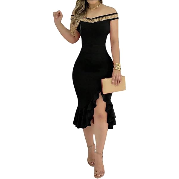 chic me bodycon dress Sheer Mesh Patch Glitter Bodycon Dress Black M by chicme