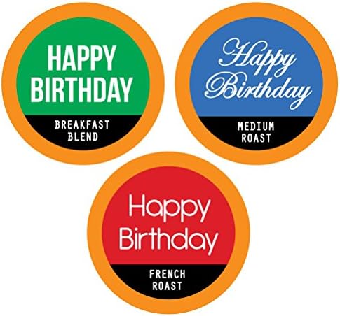 HAPPY BIRTHDAY Single Serve Coffee Variety K-Cups - 12 Cup Gift Box With 3 Gourmet Coffee Varieties. Makes A Great Birthday Gift For Coffee Lovers.