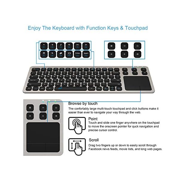 Arteck-24G-Wireless-Touch-TV-Keyboard-with-Easy-Media-Control-and-Built-In-Touchpad-Solid-Stainless-Steel-Ultra-Compact-Full-Size-QWERTY-UK-Layout-Keyboard-for-TV-Connected-Computer-Smart-TV-HTPC Arteck 2.4G Wireless Touch TV Keyboard with Easy Media Control and Built-In Touchpad Solid Stainless Steel Ultra Compact…