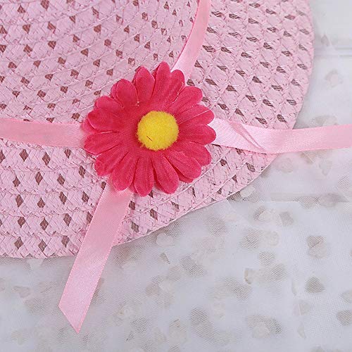 Girls Sunflower Straw Hats, Girls Tea Party Hats Set (8 Pcs Per Set, with Assorted Colors, for Kids 2-6) - Thumbnail 6