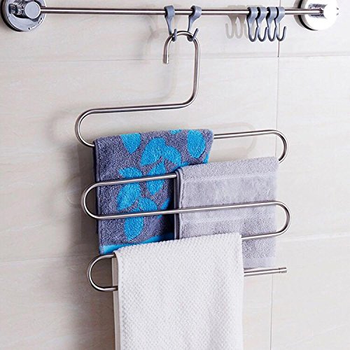 DS Pants Hangers S-Shape Trousers Hangers Stainless Steel Clothes Hangers Closet Space Saving Organizer for Pants Jeans Scarf Hanging Silver (4 Pack with 10 Clips) - Thumbnail 5