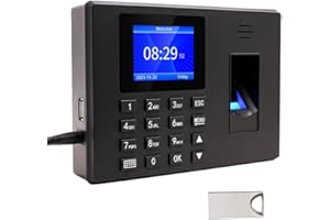 MIKONIYA Time Clock,Attendance Machine ​with Fingerprint,Time Clocks for Employees Small Business,Password Punching in One,2.4 inch TFT Color Screen,with 16G U-Disk