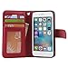 Arae Case for iPhone SE / iPhone 5s, Premium PU Leather Wallet case [Wrist Strap] Flip Folio [Kickstand Feature] with ID&Credit Card Pockets for iPhone SE / 5S / 5 - wine red
