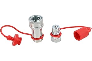KEFLY 3/8" NPT Ag Hydraulic Quick Connect Coupler, ISO 5675 Poppet Pioneer Style Tractor Couplers with Dust Caps, Interchangeable with Parker 4000 Series | Safeway S20 Series