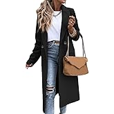 IDEALSANXUN Womens Long Wool Coats Fall Winter Notch Lapel Dressy Peacoat Jackets