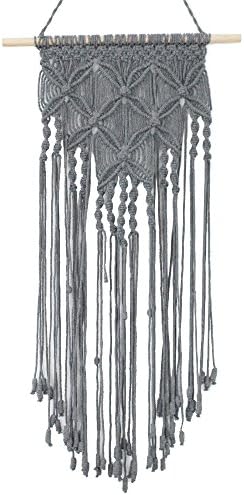Macrame Bohemian Boho Wedding Backdrop Natural Cotton Handmade Woven Macrame Wall Hanging Hanger Tapestry Art Garland Banner for Woven Home Decoration,Bedding,Wedding (Gray)