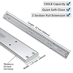 homdiy Soft Close Drawer Slides 22 Inch Heavy Duty