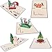 Buytra 5 Pack Christmas Cards Set 3D Pop-up Greeting Card for Xmas,Festival,Birthday,Thank you,Anniversary and More including Chirstmas Tree,Snowman,Reindeer,Bell