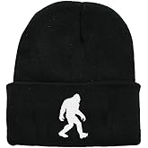 Kamaple Embroidered Bigfoot Acrylic Plain Wild Big Foot Sasquatch Knit Cuff Hat for Men Women, Warm Slouchy Beanie