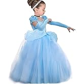 YESNID Girls Cinderella Princess Dress Costume Toddler Ball Gown Halloween Christmas Party Cosplay 2-13T
