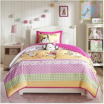 Amazon.com: Girl's peace, love and monkey print comforter