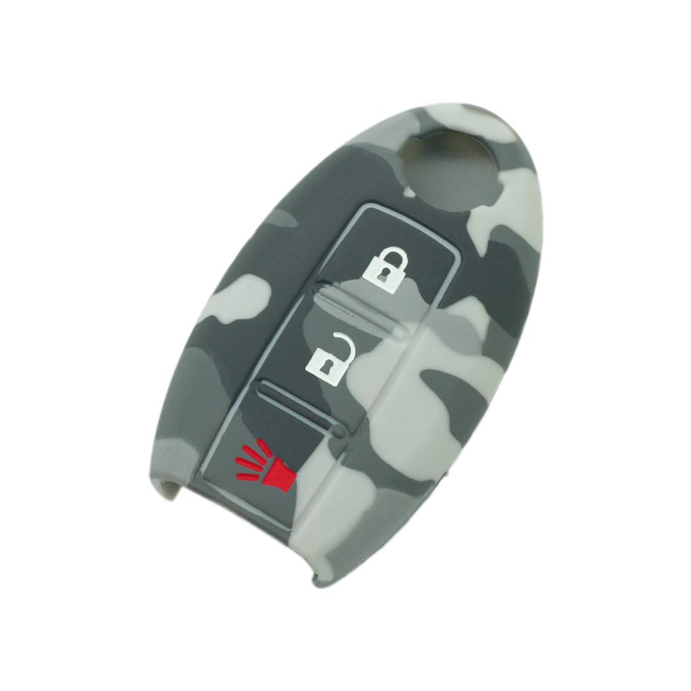 BROVACS Silicone Cover Protector Case Holder Skin Jacket Compatible with NISSAN 3 Button Smart Remote Key Fob CV9501 Camouflage Grey