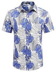 COOFANDY Men Summer Floral Shirts Cotton Short