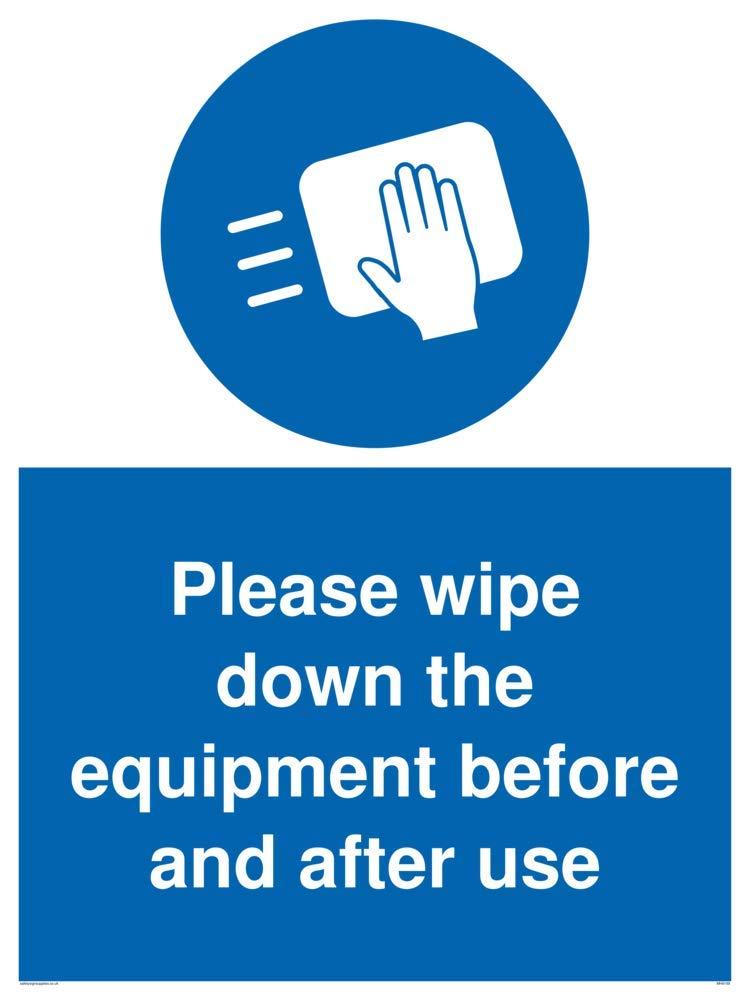 Please wipe down the equipment before and after use