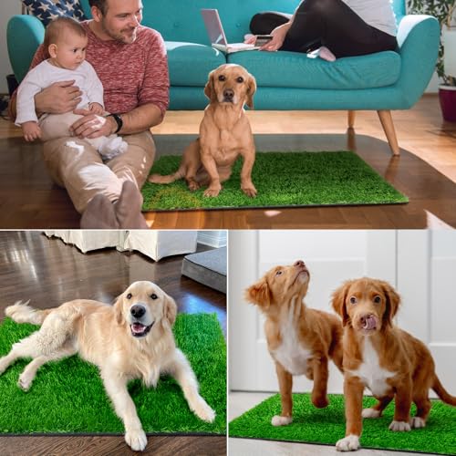 Dog Litter Tray 81 x 60 cm with Artificial Grass Highly Permeable Puppy Cat Litter Box Washable Reusable for Indoor Outdoor