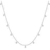 14k Gold Chain with 18k Gold Dangling Beads Necklace for Women, Tiny Ball Choker Necklace, Jewelry Gift for Her, 14-19 Inch