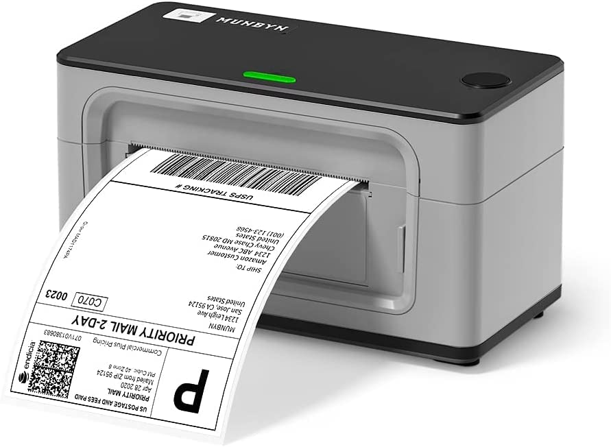 MUNBYN Desktop Thermal Label Printer 4x6 for Shipping Packages Postage Address Home Small Business, Compatible with Etsy, Shopify, Ebay, Amazon, Royal Mail, FedEx, UPS, Grey