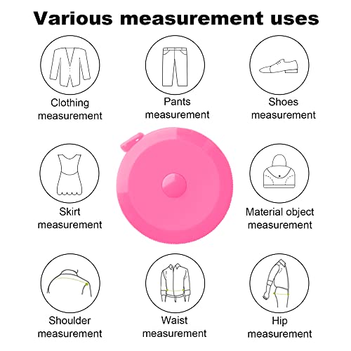 3 Pack Tape Measure Measuring Tape for Body Craft Weight Loss Measurements Retractable 60-inch 1.5 Meter, Small Push Button Dual Sided Tape Measure Body Measuring (Pink Purple Sky Blue)