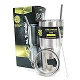 Greatness Line 30 oz. Stainless Steel Tumbler Value Pack with 2 Lids and Extra SS Straw - Double Wall Insulated Travel Cup - Keeps Ice Cold & Hot for Hours
