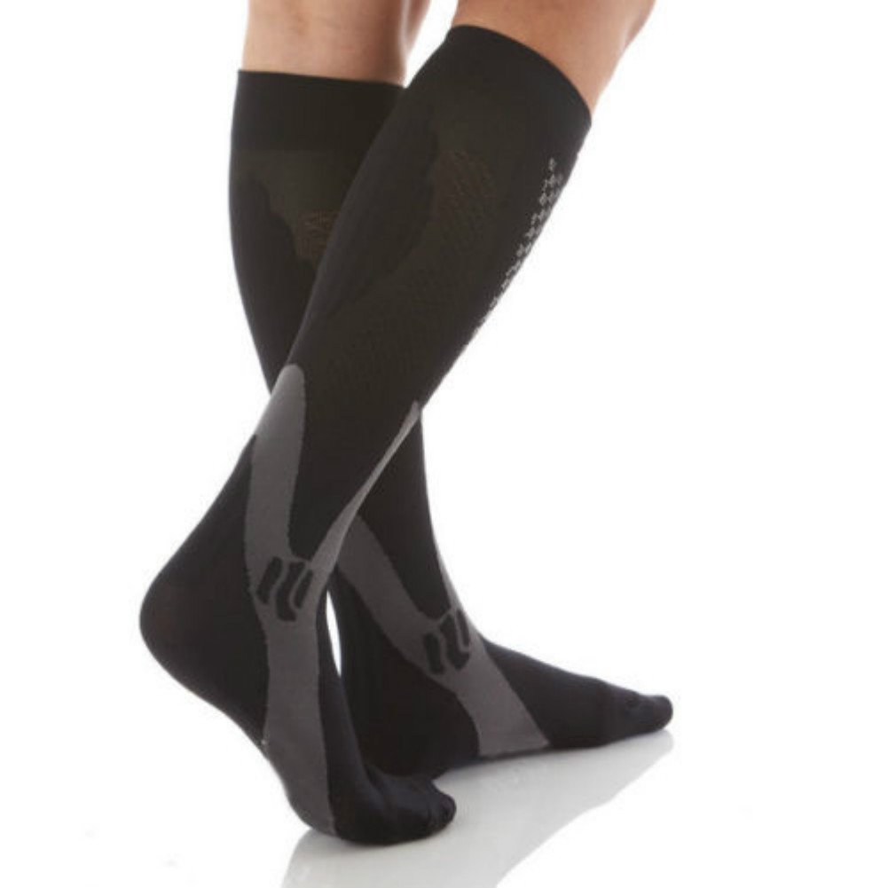Enshey Unisex Leg Compression Socks, 20-30mmHg for Men & Women Performance Sports BEST Stockings for Running, Athletic, Edema, Diabetic, Varicose Veins, Travel (Black)