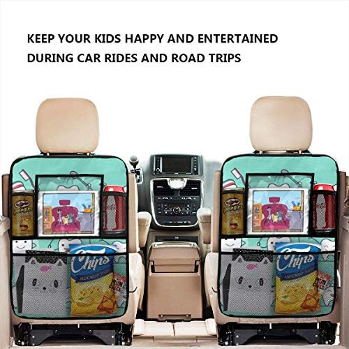 ASDD Teeth Exercise Car Backseat Organizer with,4 Storage Pockets Back Seat Organizer for Travel Accessories (2 Pack)