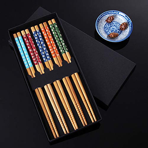 Chopsticks Reusable,Natural Bamboo Chopsticks 5 Pairs Gift Set,Nice Chopsticks for Family,Hotel,Restaurant,Hot Pot,Noodles,Sushi - Thumbnail 7